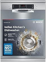 Bosch 15 Place Setting (fits up to 80 utensils) Free-Standing Dishwasher for Indian Utensils | Hygiene+ & Intensive Kadhai Program (SMS46KI03I, Silver Inox, Inbuilt Heater, Removes 99.9% Germs)