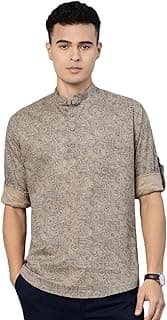 Majestic Man Men's Cotton Regular Fit Short Printed Designer Kurta