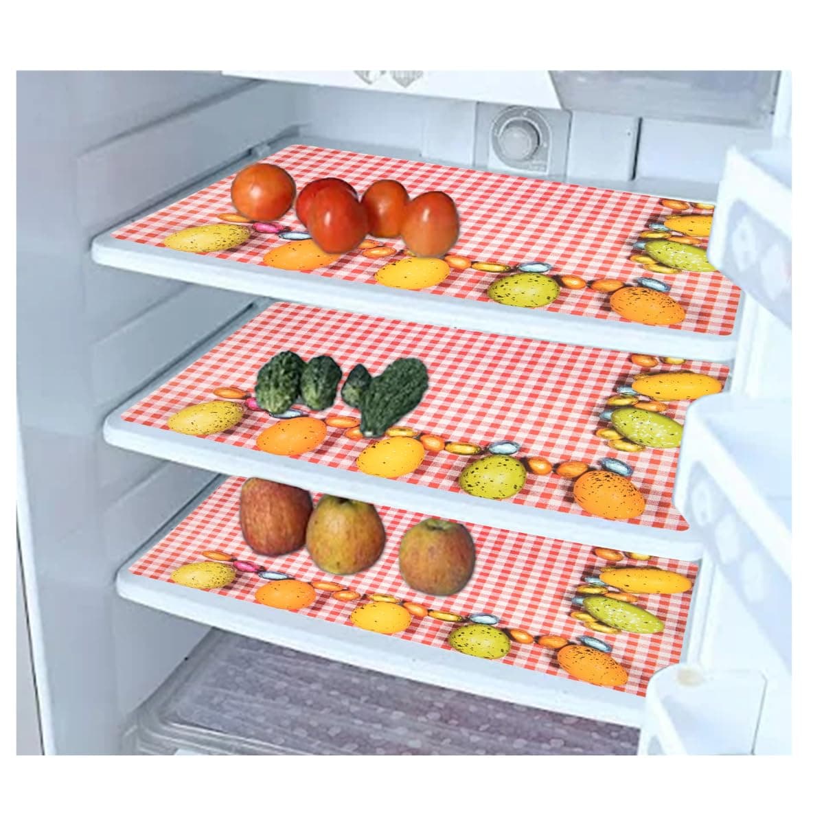 Grisha Home Multipurpose Refrigerator Sheet | Drawer Mat | Check Design & Water Proof PVC Material | Size-48 cm x 33 cm,Pack of 3 Pink, Polyvinyl Chloride