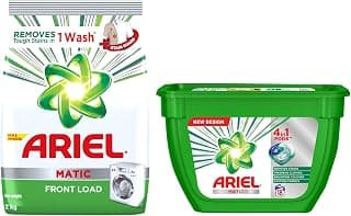 Ariel Matic Front Load Detergent Washing Powder - 2 Kg & 4In1 Pods Detergent Pack 18 Ct -for Top & Front Load Washing Machine Only