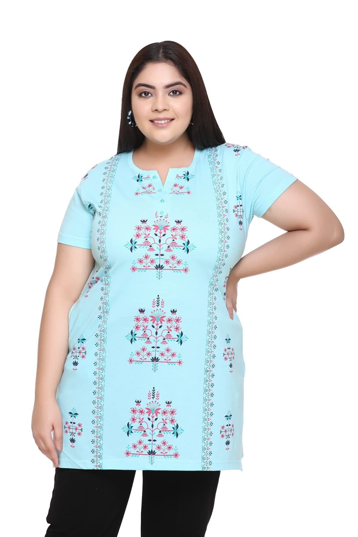 In Love Women's Cotton Blend Plus Size Printed Kurti | Cotton Blend fabric - comfortable kurti with easy plus-size fit
