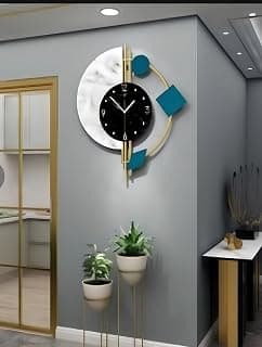 Art House Designer Metal Wall Clock for Home Offices (Crescant) 28 * 24 inch (powdercoated and Lacquered to Ensure rustfree and no Fading Color)