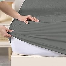 100% Waterproof Premium Cotton Feel Mattress Protector King Size| Ultra Soft Breathable & Hypoallergenic Fitted Bed Protector Terry Cover | Fits Upto 10 Inches (Grey, 72 x 78,6x6.5 Feet)