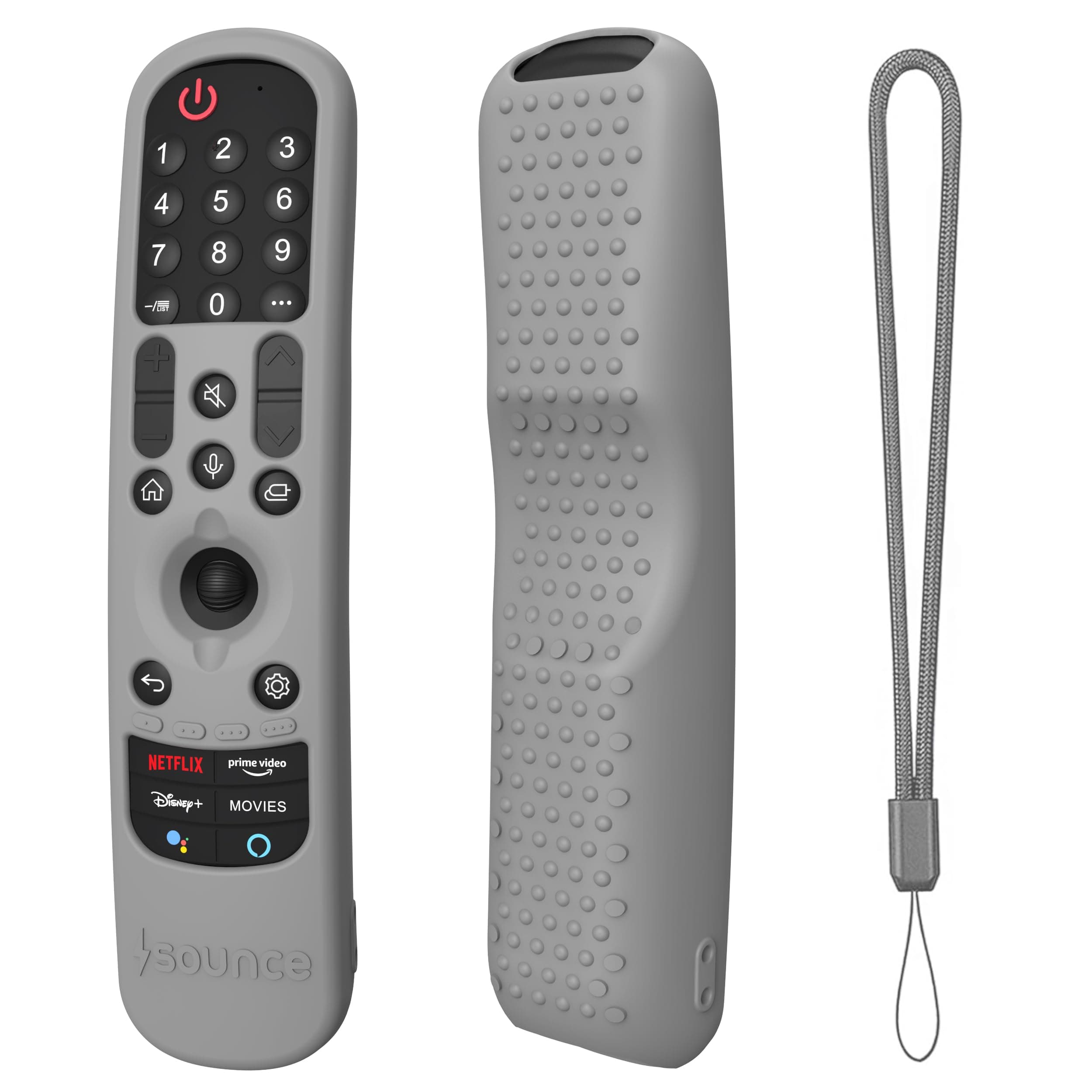 Sounce Silicone Remote Cover Compatible with LG TV AN-MR21GA (2021),MR22GA (2022),MR23GA (2023) Case with Loop (Grey) [Remote NOT Included]