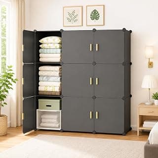 8 Door Kids Cartoon Wardrobe Storage Cabinet – DIY Modular Clothes Organizer with Hanging Cartoon Design Wardrobe with Multi for Bedroom, Living Room,Entryway