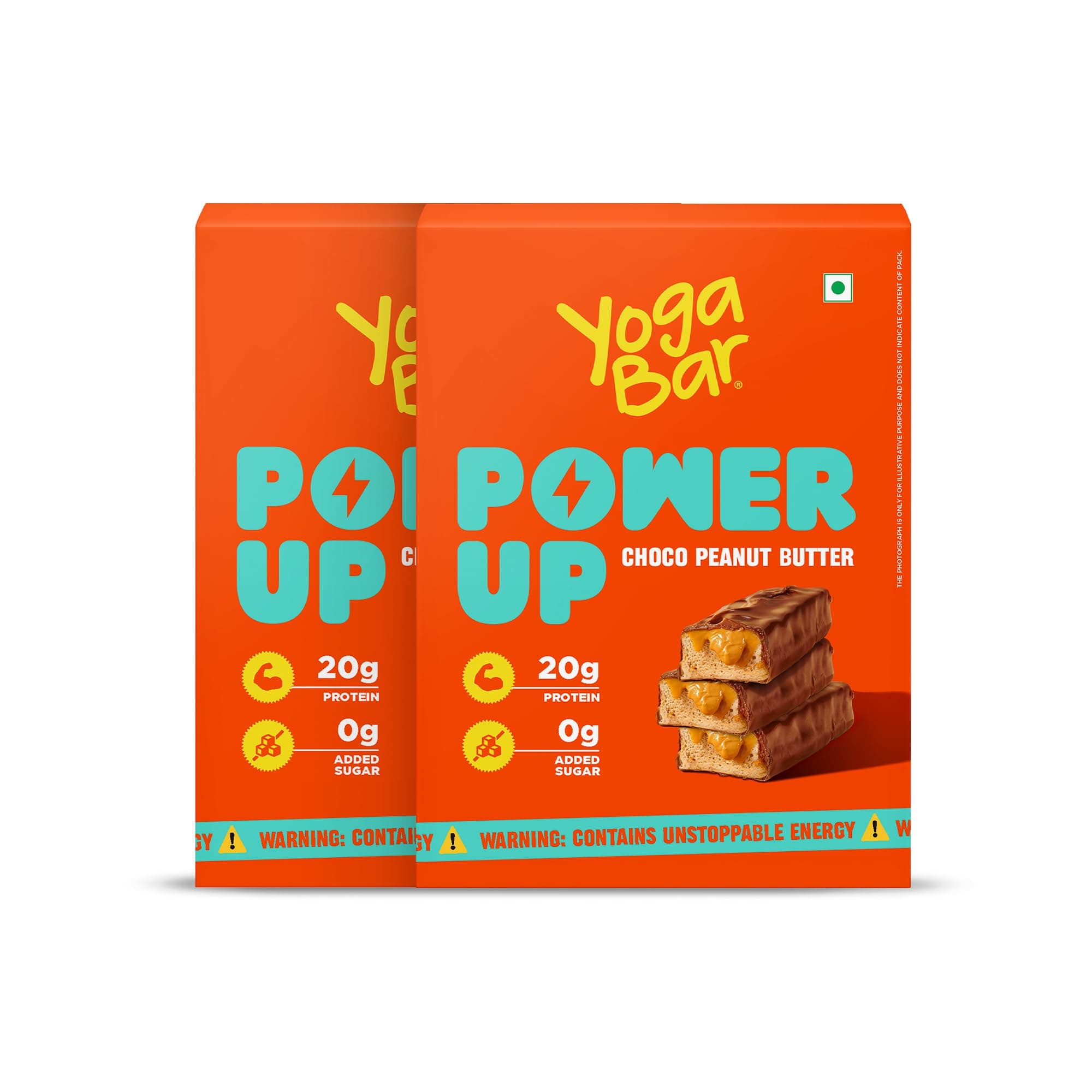 Yogabar Power Up 20g Protein Bar (10 Bars, Choco Peanut Butter) | No Added Sugar Protein Bars | Premium High Protein Blend - Whey Protein Concentrate, Peanuts & Soy