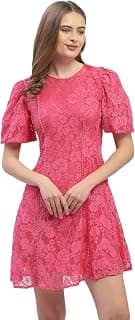 Madame Puff Sleeve Lace A-Line Dress
