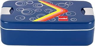 CELLO Food Mate Snap Lock Plastic Lunch Box, 713ml, Blue | 2 Compartment with 2 Side Lock for School Kids and Adults | Leak-Proof Snacks Tiffin box for school Kids, Office, Picnic & Travelling