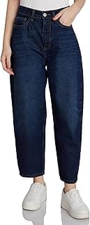 Amazon Brand - Symbol Women's Barrel Fit Jeans (Tapered Balloon Fit | High Rise | Ankle Length) (Available in Plus Sizes)