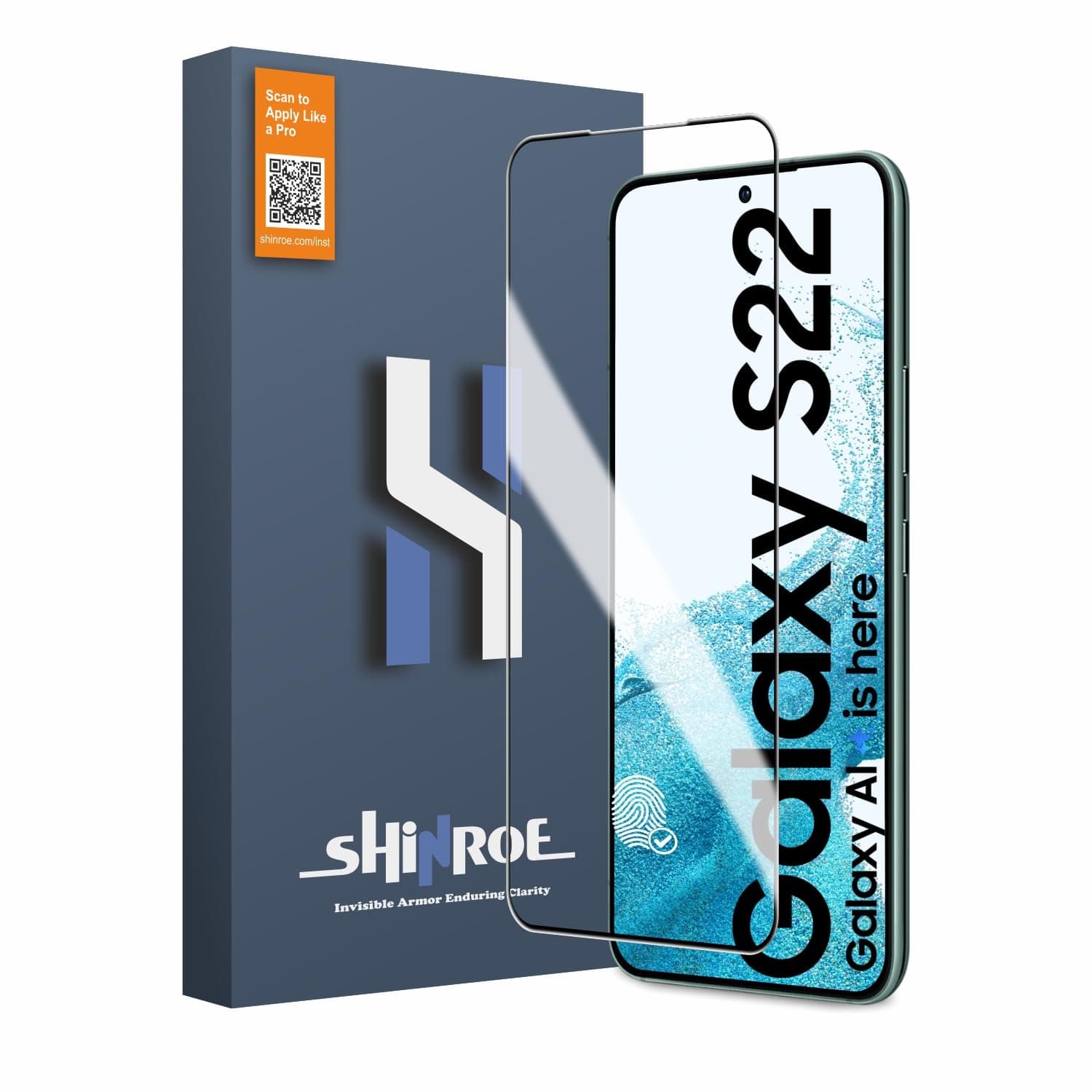 Shinroe Tempered Glass for Samsung Galaxy S23 | S22 (6.1 Inch) Military Grade 9H Screen Guard, Anti-Scratch, Shatterproof, Edge-to-Edge Full Coverage - Black Border