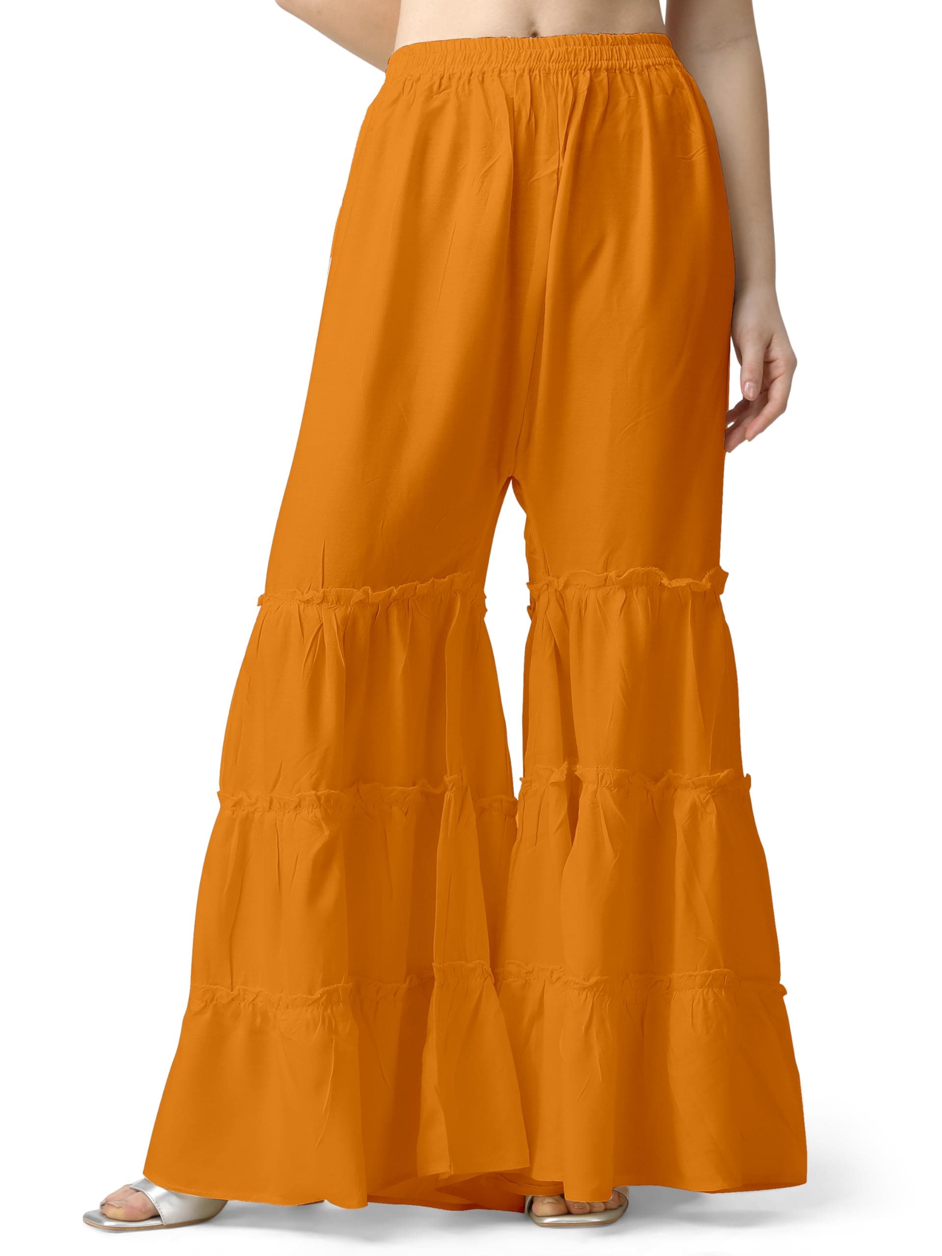Mehrang Women's Soft Cotton Regular Fit Sharara Free Size (26 Inch to 36 Inch Waist Size)