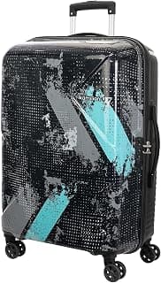 American Tourister Kamiliant by American Tourister ATHER|Printed Check-in Trolley Bag Large Size (79 cms) for Travel| Hard Case Polypropylene (PP) Suitcase|360° 8-Wheel Spinner Luggage Trolley|Combination Lock|Black