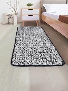 Saral Home Fleur Designer Soft Cotton Durable & Washable Multipurpose Runner for Home/Kitchen/Living Area/Lobby/Office with Anti Skid Backing (Black, 45 Cm X 120 Cm)