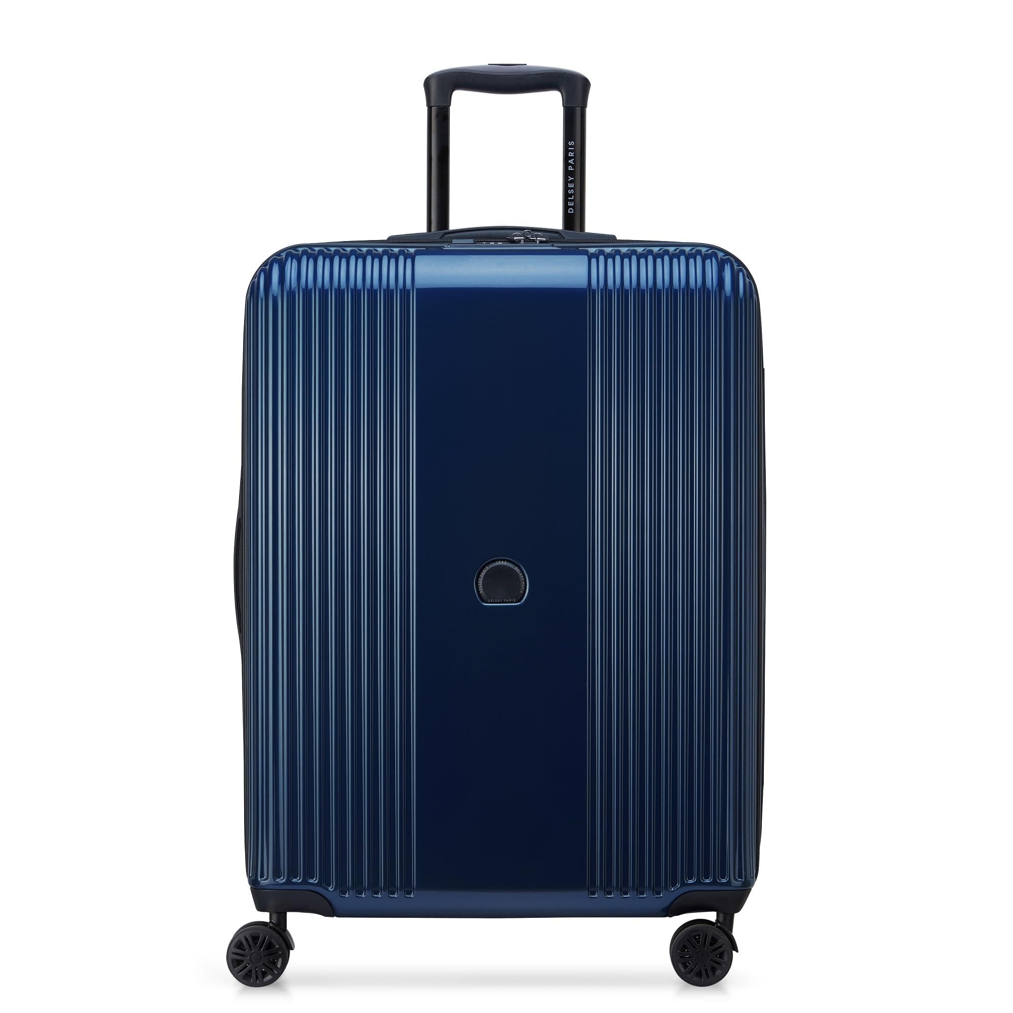DELSEY PARIS Ophelie 81.5 cms Large Check-in Polycarbonate Hard Sided 8 Wheels Spinner Suitcase/Trolley Bag for Travel with TSA Lock- Ink Blue