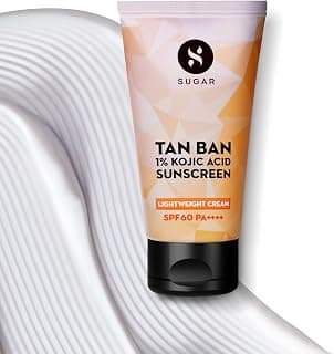 SUGAR Cosmetics Tan Ban 1% Kojic Acid Sunscreen SPF60 ++++ | 1% Peptide Complex | Barrier Repair | No White Cast | 50ml