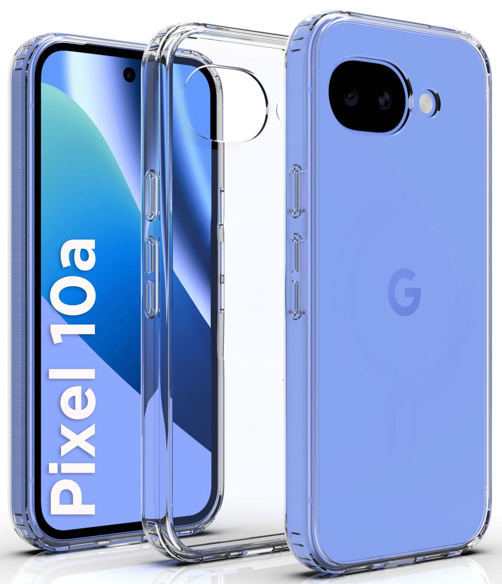 RIGGEAR Shockproof Clear Hybrid Armor Back Cover Case Compatible with Google Pixel 10a (Transparent PC and TPU Bumper)
