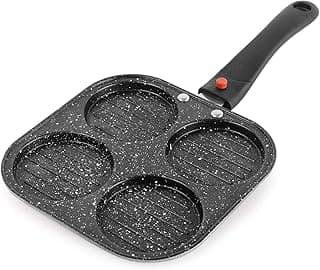 CELLO Die-Cast Aluminium Non-Stick 4 Cavities Uttapam Appam Pan Cake Maker, Black | Easy Press Removable Bakelite Handle, PFOA Free, Gas Stove Compatible Mini Uttappa Paniyarakkal Tawa Pan for Kitchen