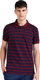 Amazon Brand - Symbol Men's Cotton Rich Striped Polo Tshirts | Collar Tshirts | Half Sleeves - Regular Fit (Available in Plus Sizes)