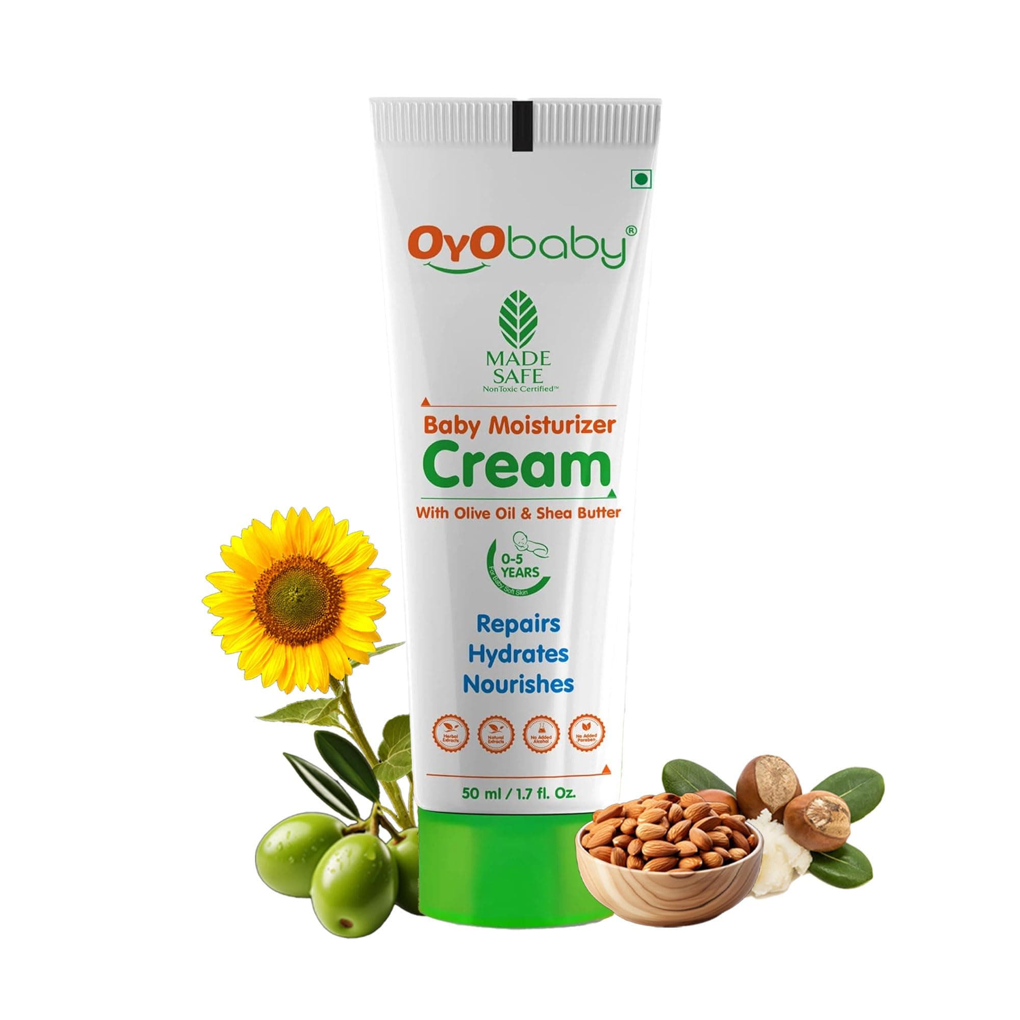 OYO BABY Soft Baby Face Cream, 50g | Daily Moisturizing Cream for Babies with Olive Oil & Shea Butter | Non-Sticky, Prevents Dryness & Soothes Baby's Skin