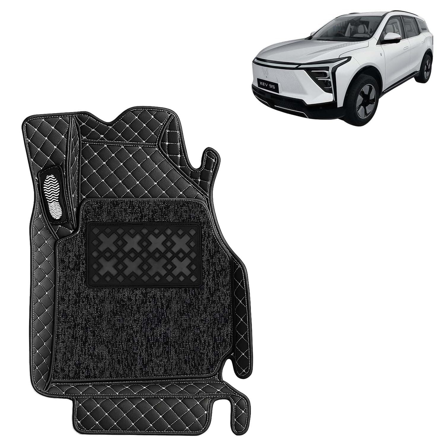 KINGSWAY Accessories Premium 7D Car Floor Mats Only Compatible with Mahindra XEV 9S Year 2026 Onwards All Model, Set of 4 Pcs, 100% Waterproof & Washable Luxury 7D Car Foot Mats, Classic Black