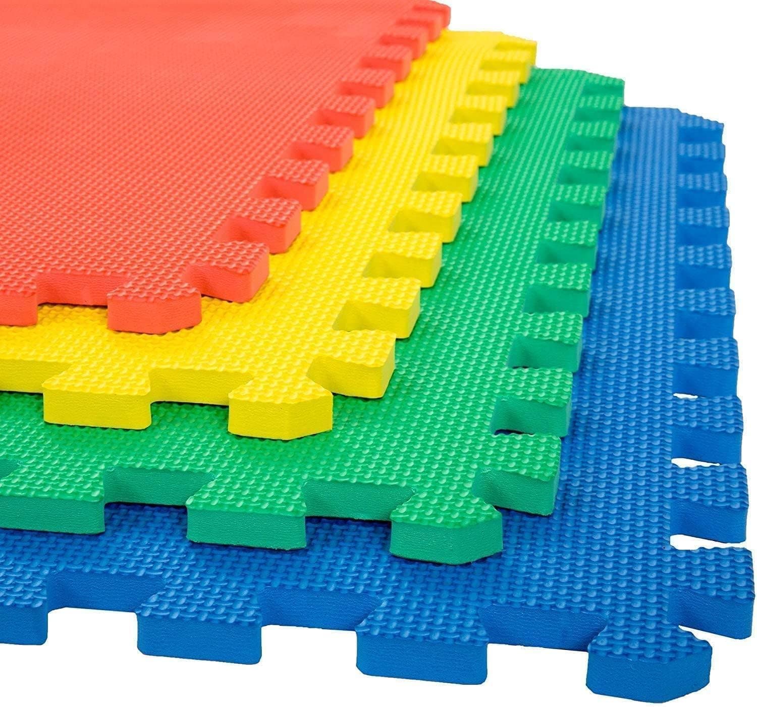 EASY HOME Puzzle Eva Foam Mat for Kids, Interlocking Mat Tiles for Gymnastics, Exercise, Playing and Home Protective Flooring - 60X60 cm - 12mm Thickness, Multicolor (Pack of 16)