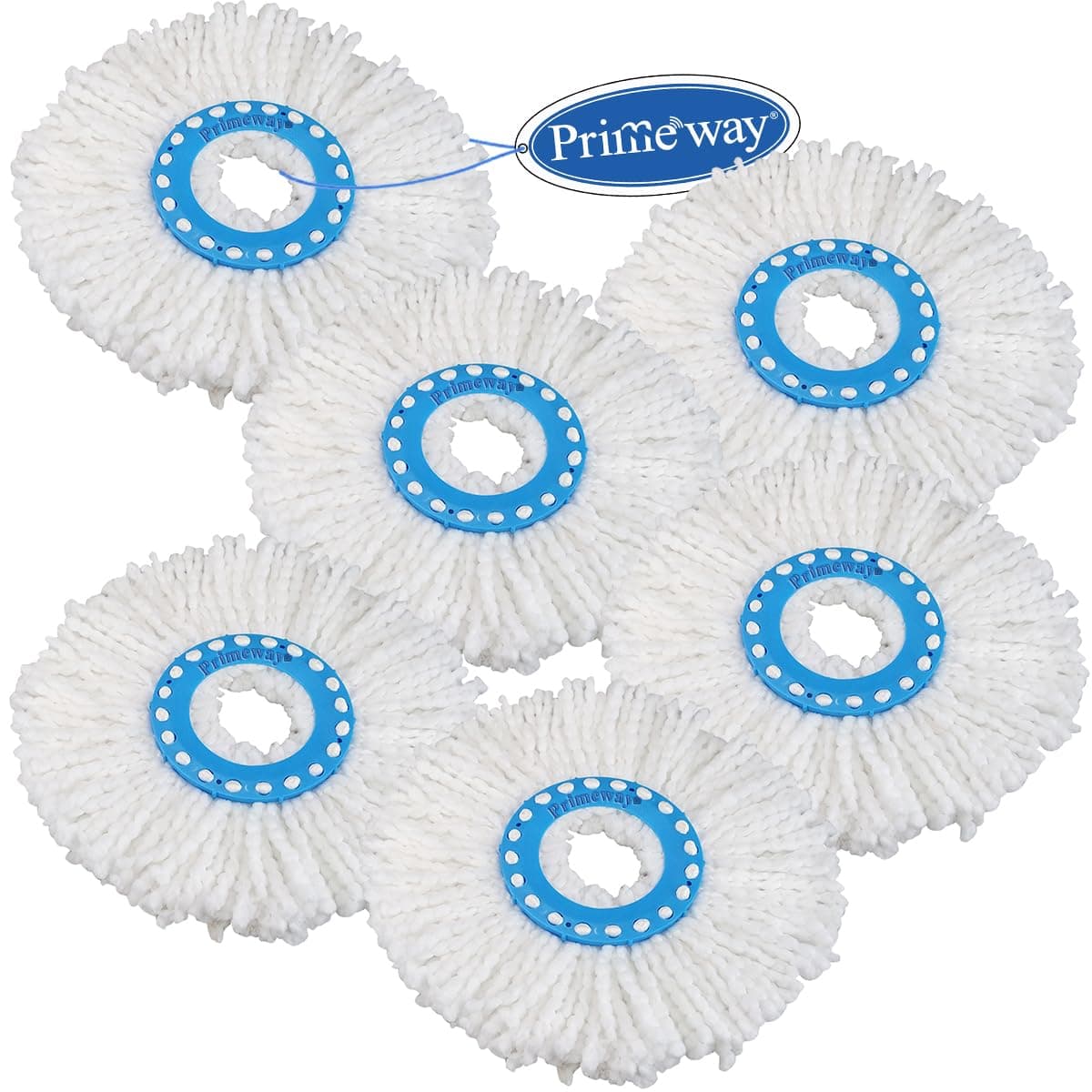 Primeway® Polyester Microfibre Mop Head Refills, 115g, 38cm, Pack of 6, White