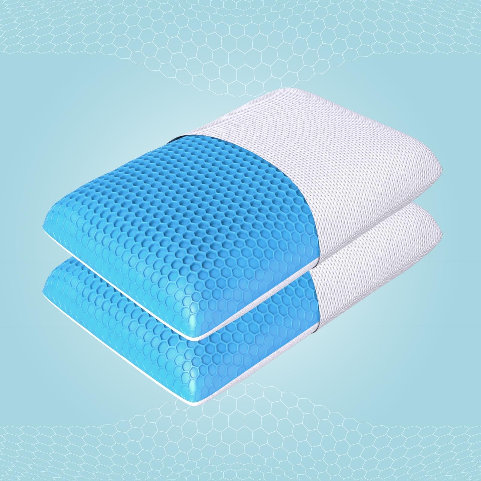 The Sleep Company SmartGRID Hybrid Pillow | Neck & Shoulder Support Sleeping Pillow | Ideal for Side Sleepers | 26 x 16 Inches | 5" Height | White | Pack of 2