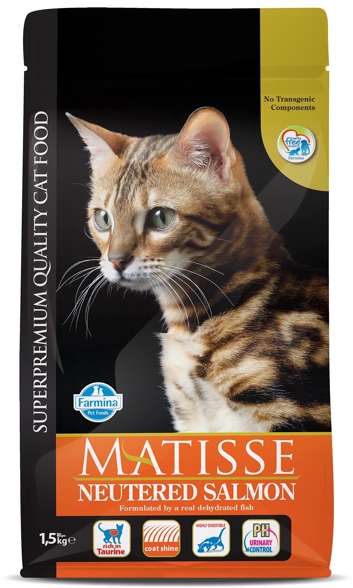 Matisse Farmina Pet Foods Dry Cat Food, Neutered Adult, 1.5-Kg, Salmon