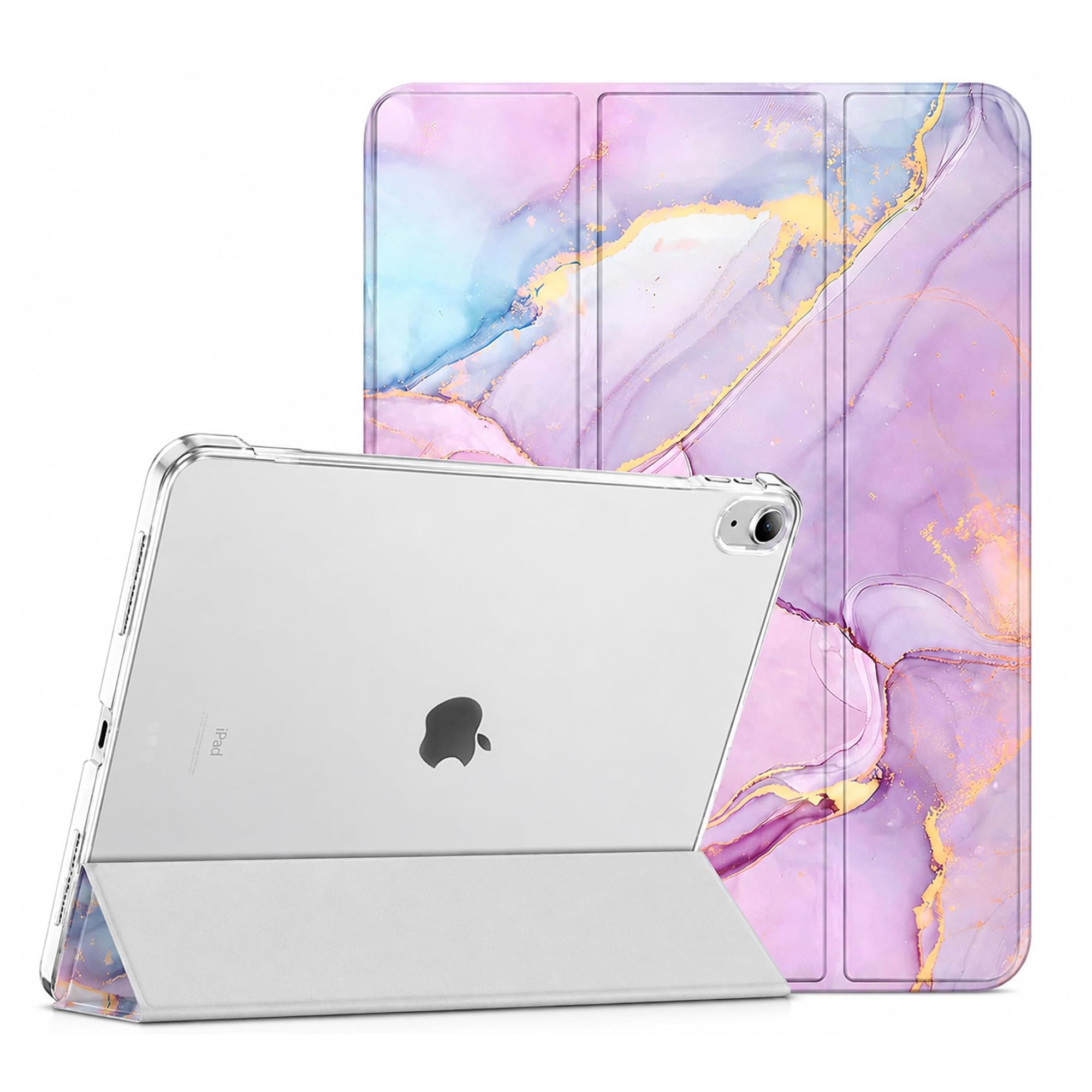 MOCA Case for iPad (A16) 11th Generation 11 Inch 2025 10th Generation 2022 iPad 10.9 Inch Slim Shell Back Protective Smart Cover for 10.9” iPad 10th Gen 2022 Release A2696 A2757 A2777 (Pink Marble)