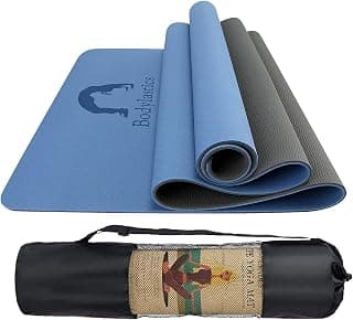 Bodylastics Yoga Mat for Men and Women with Carry Bag TPE 6ft x 2ft x 6mm Large Size Anti Slip & Anti Tear Workout Mat