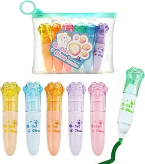 FunBlast Highlighter Pens - Cute Kawaii 6 Colors Highlighter Pen Set, Aesthetic Highlighters, Chisel Tip Book Marker, Pastel Colors Chisel Tip Marker Pens - Multicolor