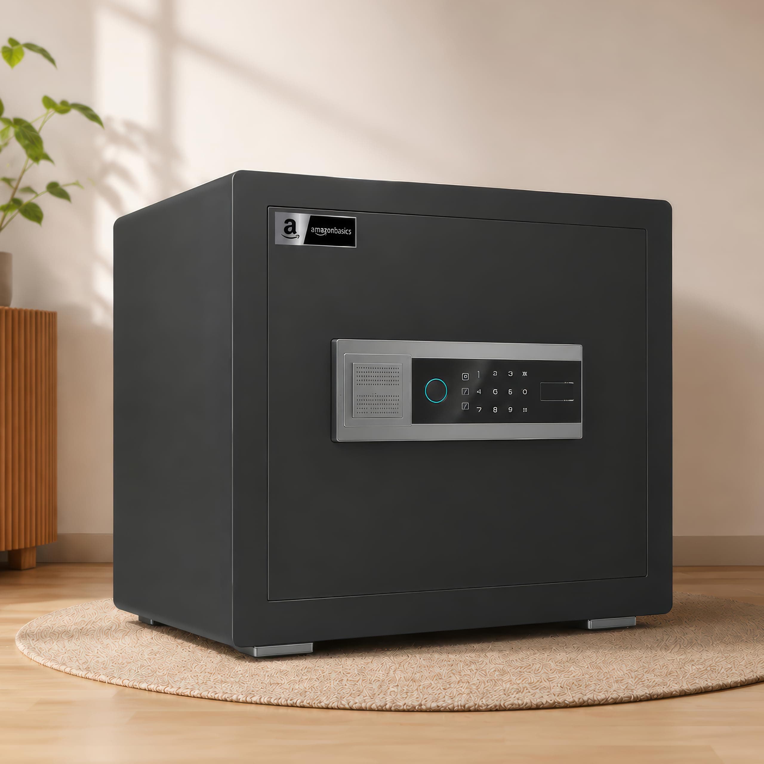 Amazon Basics Gross Capacity - 22L (Net - 20L), Biometric Fingerprint + Password Safe Locker Box for Home & Office | Digital Electronic Security Locker Safe With Dual Access, Anti Theft Steel Body