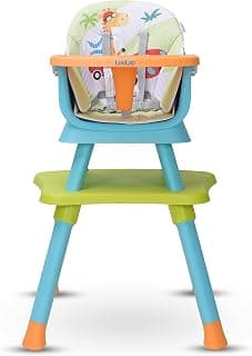 Luv Lap Multifunction 6in1 Baby High Chair, Used as Baby High Chair, Booster Chair, Small Dining Chair, Study Desk, Game Table & Stool, Suitable for 6 to 36 Months, with 5 Point Harness, Green & Blue