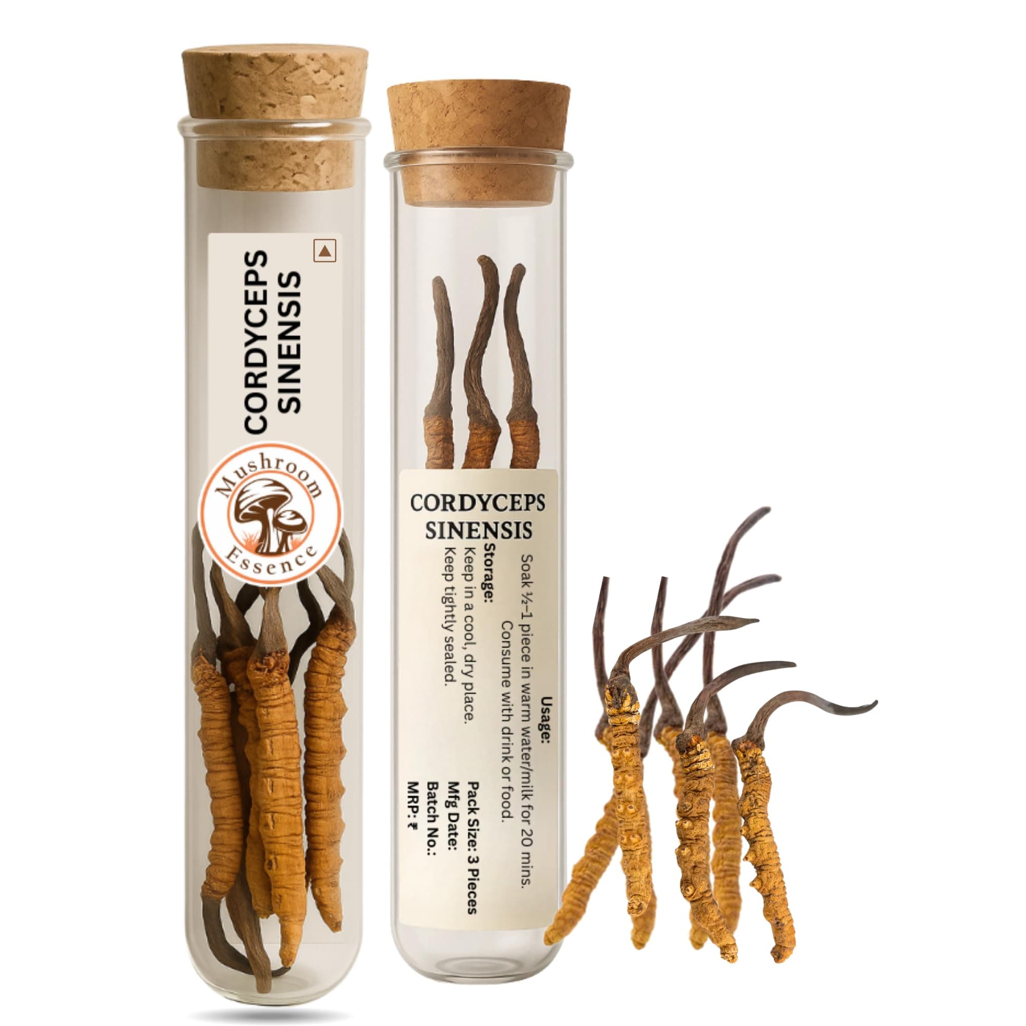 Mushroom Essence Cordyceps Sinensis Kida Jadi Buti Original 12Pcs-4gm | Naturally Dried Himalayan Yarsagumbha | kida jadi | No Additives | Authentic & Pure Keeda Jadi Buti | pack of 1