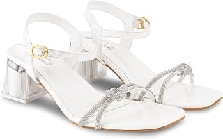 JM LOOKS Women's Platform Heels Block Heel Chunky Sparkly Rhinestone Open Toe Ankle Strap Fashion Dress Pump Sandals Shoes for Party Wedding