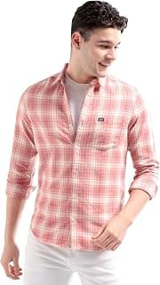 THE INDIAN GARAGE CO Men Regular Fit Checkered Full Sleeves Cutaway Collar Casual Shirt