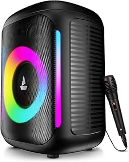 boAt PartyPal 30, 25W Signature Sound, RGB LEDs, Wired Mic for Karaoke, Up to 6H Battery, TWS Mode, Multi Connect, Bluetooth Speaker, Wireless Speaker, Portable Speaker (Premium Black)