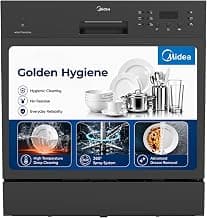Midea 8 Place Setting Countertop Dishwasher, 6 Wash Programs, Intensive Wash, Water Efficient (Portable Table Top, Compact Design, Suitable for Indian Utensils, Small Family Use)