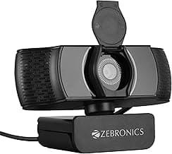 ZEBRONICS Pure Plus 4K Webcam, 3840 x 2160 (4K UHD), 30 FPS, Auto (Focus + White Balance + Brightness Correction), Built-in Microphone, Privacy Shutter, for Skype | Zoom | Meet | Teams