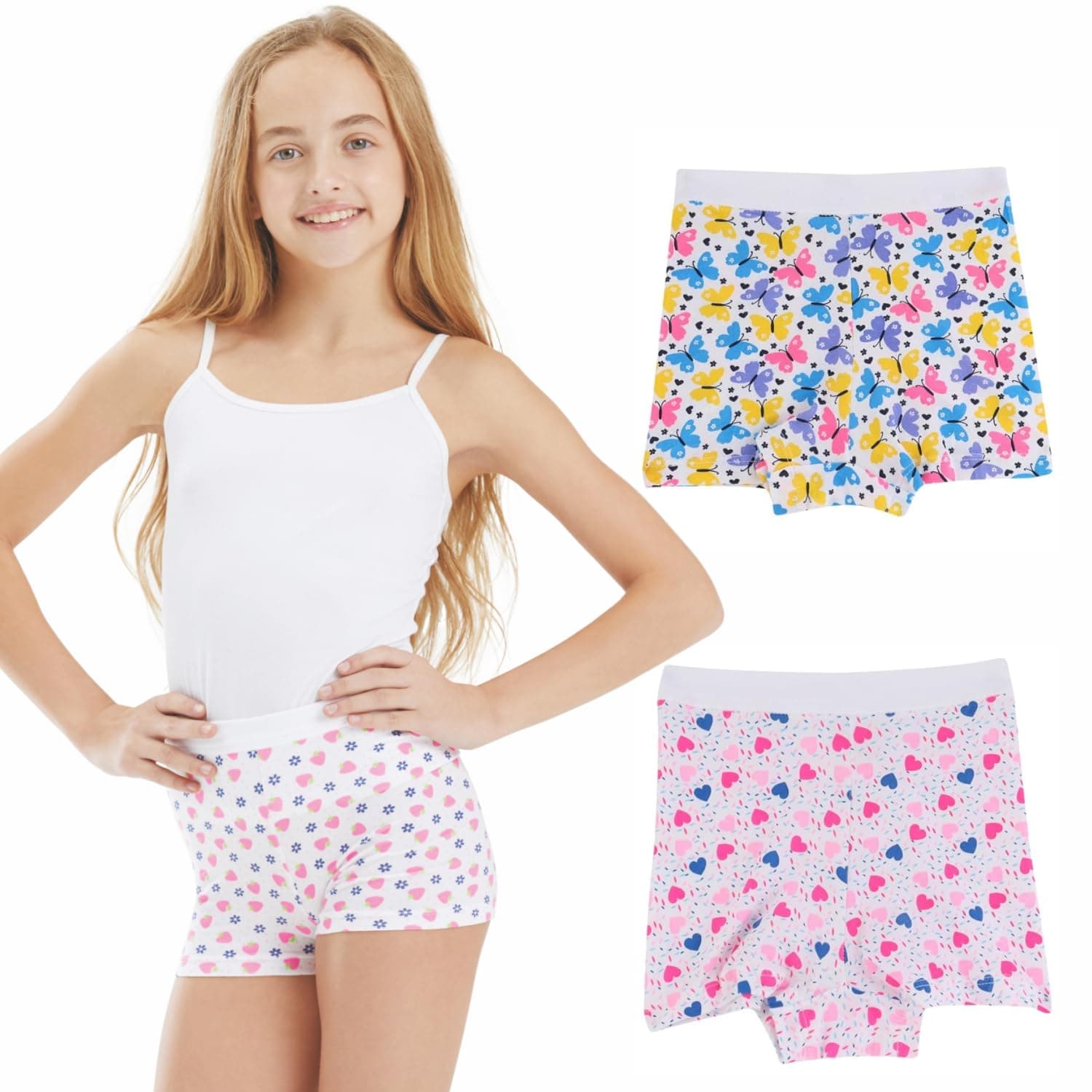 BODYCARE Girl's Shorts with Premium 100% Cotton Pack of 2 Suitable for All Day Wear with Ultrasoft and Durable Waistband for Rash Free Experience (Color & Print May Vary)