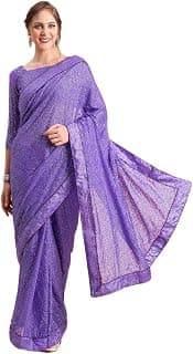Kashmora Violet Pure Georgette Fully Jaal Sequinned Party Celebrity Saree with Unstitched Blouse Piece for Women | Ideal for Weddings, Parties & Special Occasions(NEW-SABYASACHI-LAVENDER)
