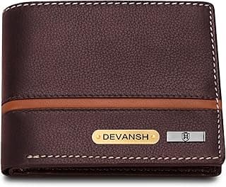 HORNBULL Men's Personalized Wallet I Customized Slim Stylish Leather Purse with Name I Unique Birthday Gift for Men Boy Love Husband Brown