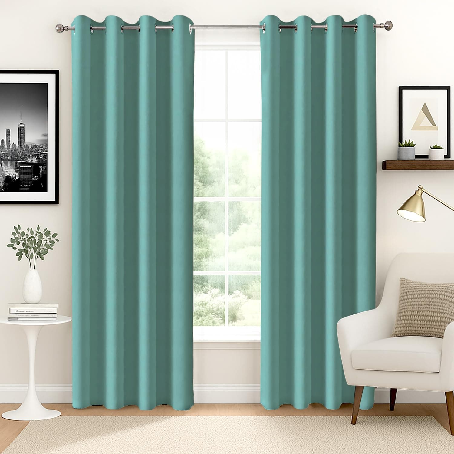 Homestan 75% Blackout Long Door Curtains 9 Feet Long Set of 2, Room Darkening Parda with Grommet Design for Home Decor (9x4 Feet, Sea Green)