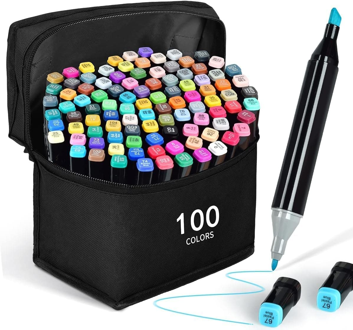 Corslet 100 Pcs Alcohol Markers Set Dual Tip Brush Pens Colour Sketch Pen Set for Kids Markers for Drawing Calligraphy Pens Set for Beginners & Professionals Art Supplies for Artists & Hobbyists