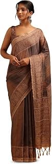 Soch Womens Tussar Ethnic Motifs Saree With Kantha Embroidery