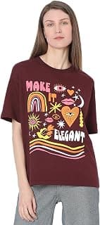 VERO MODA Round Neck Short Sleeves Graphic Printed Pure Cotton Cotton Regular Fit T-Shirt