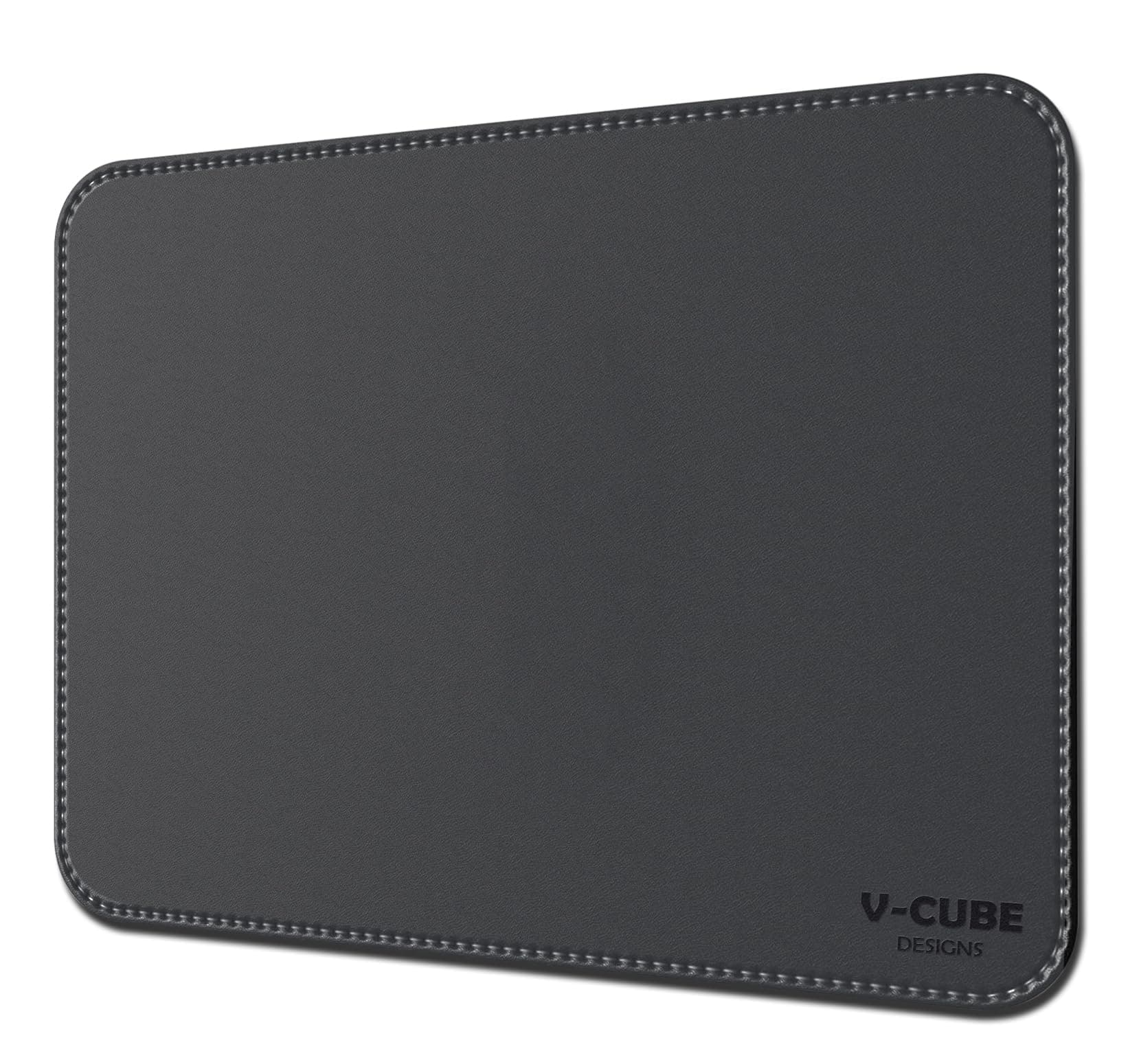 V-CUBE DESIGNS Premium Vegan Leather Mouse Pad |35X25cm| 2.4mm Thick(Padded)|Stitched, Reversible use, Splash-Proof, Anti-Skid for Gaming, Computer, Laptop, Home&Office in a Fresh Modern Design| Grey