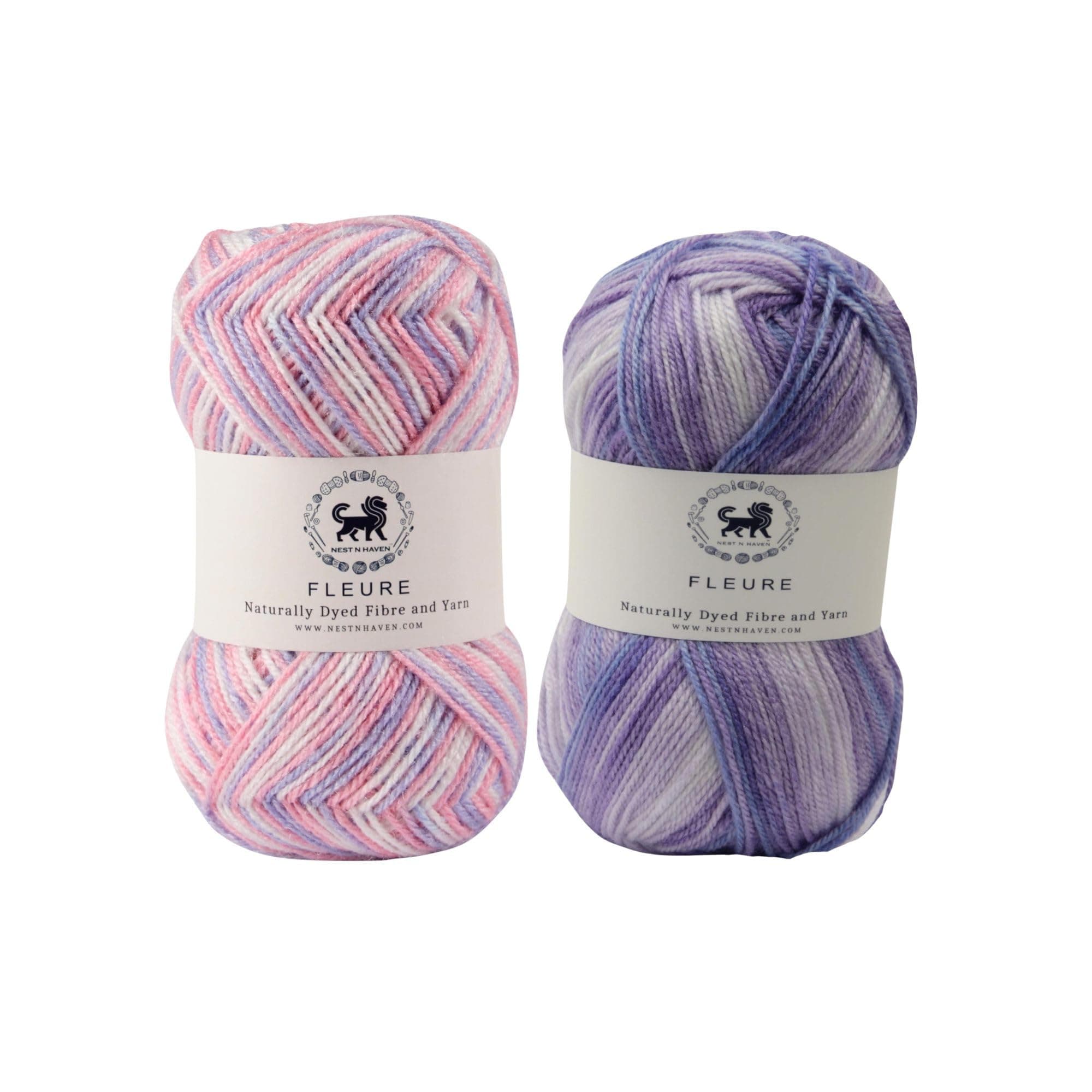 Nestnhaven Acrowools Fleure Hand Knitting and Crochet Yarn. Pack of 1 Ball - 100gms. Shade no - NNHF (Multicolor14) & NNHF009, Purple, White