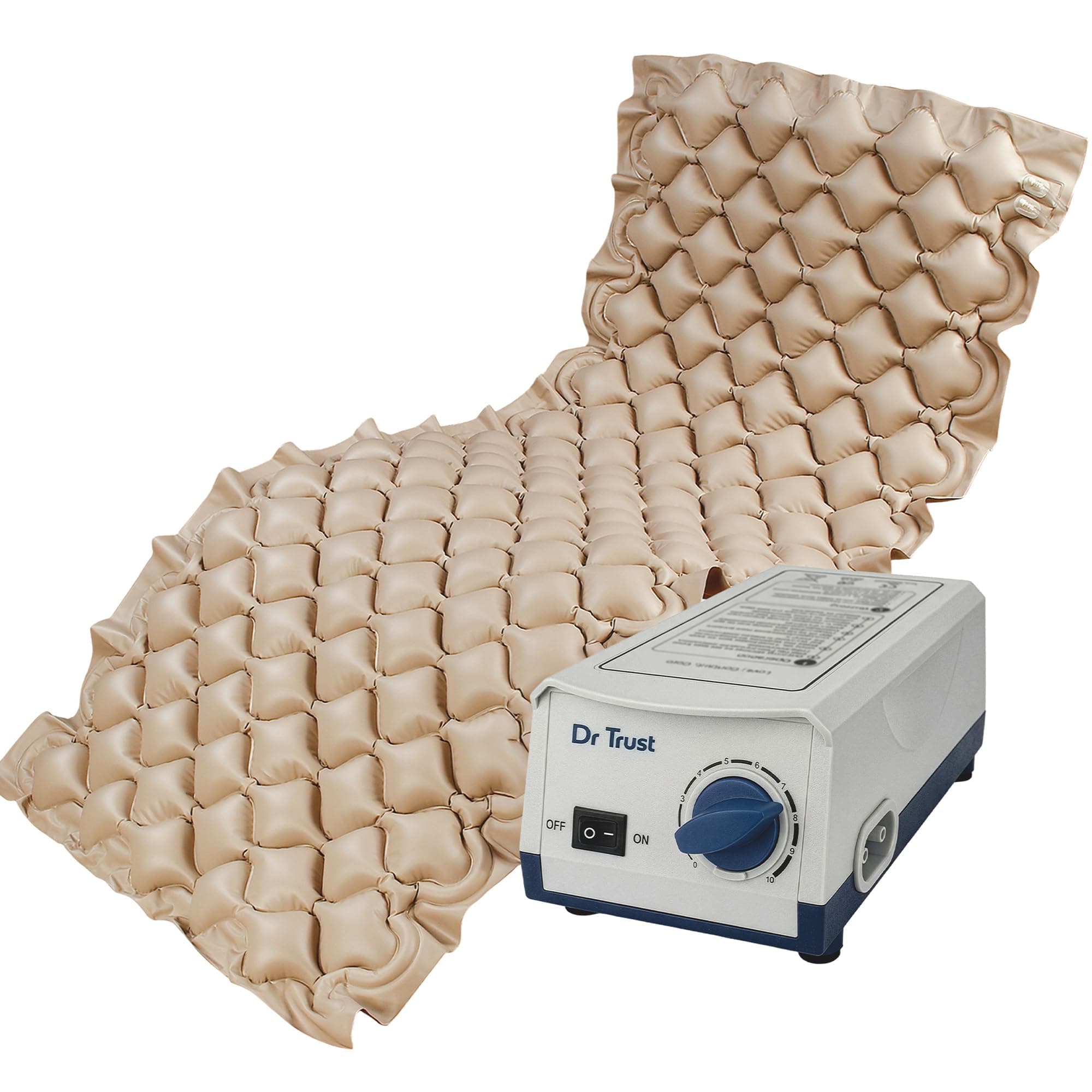 Dr Trust USA Anti-Decubitus Bubble Air Mattress for Patients, Bed Sores Prevention, Comfortable Sleep Inflatable Pad with Pump - 343 (Brown)