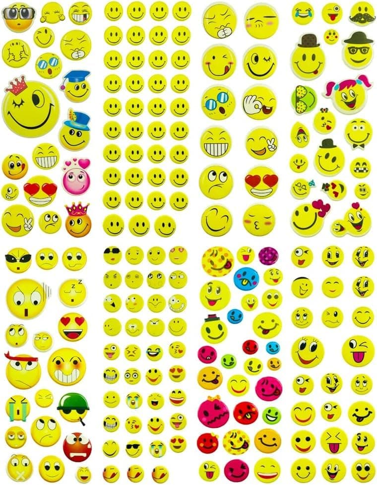 GS (10) Sheets JUST Smiley Emoji Face Expressions Funny Art N Craft School Teachers Office Stickers
